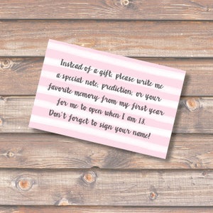 Pink Stripes Time Capsule Card First Birthday Time Capsule 1st Year Pastel 1st Birthday Party Baby Girl Pink Watercolor INSTANT DOWNLOAD
