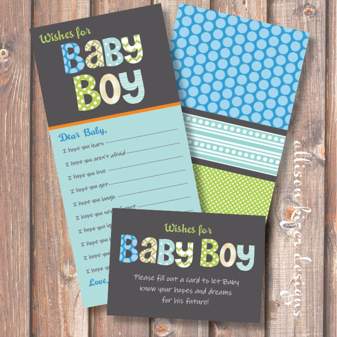 Printable Baby Shower Game Funky Baby Boy Letters Wishes for Etsy