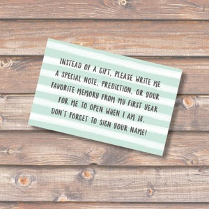 Mint Stripes Time Capsule Card First Birthday Time Capsule 1st Year Boy Girl 1st Birthday Party Baby Boy Girl Aqua Striped INSTANT DOWNLOAD