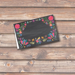 Fiesta Floral Printable Food Tags Tischkarten Mexikanische Fiesta Tischkarten Paare Shower Dinner Party 3,5x2,25 &quot;Zelt-Stil, SOFORTIGER DOWNLOAD