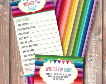 Rainbow Baby Shower Game Rainbow Baby Girl Wishes for Baby Printable Rainbow Scallops Printable Wishes for Baby Game - INSTANT DOWLOAD