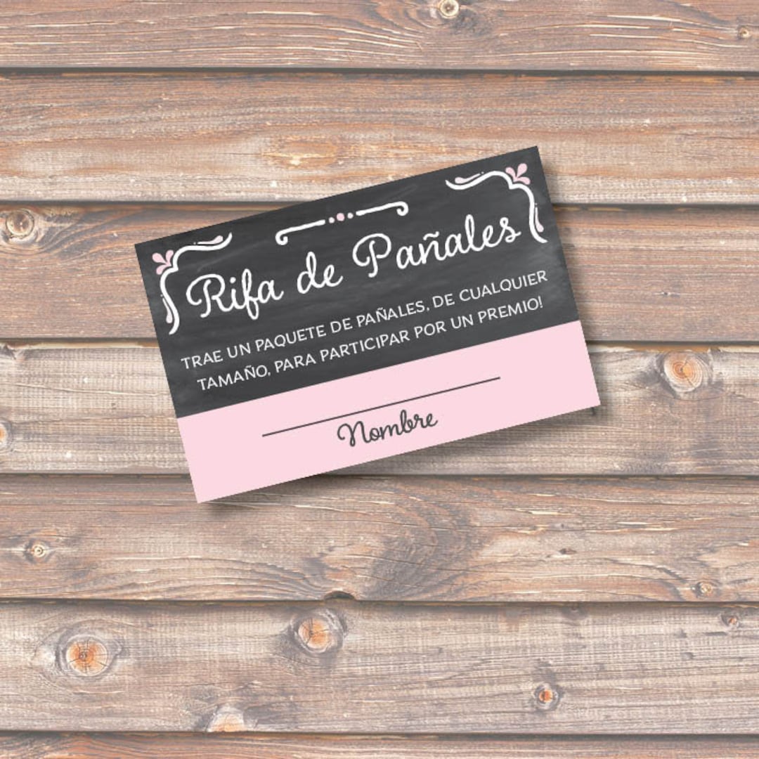 Diaper Raffle Spanish Rosado Plomo Gris Rifa De Pañales Tarjeta Baby