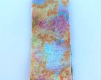 Hand dyed tea towel Tie dye flour sack towel Ice dye kitchen towel Colorful Pastel Watercolor Rainbow
