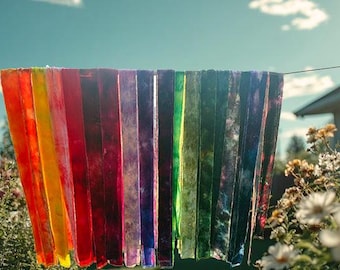 Tie dye Velvet Ribbon, Hand dyed silk velvet ribbon strips, Hand torn ice dye ribbon. Perfect for weaving, floristry, gift wrap, & more!