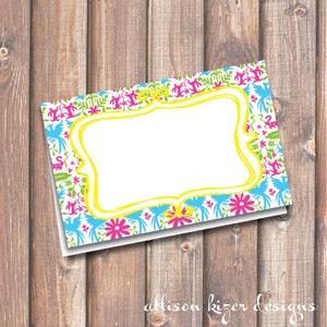 Helle Fiesta druckbare Lebensmittelanhänger, Tischkarten, mexikanische Fiesta Tischkarten Paare Dusche Dinner Party 3,5 x 2,25&quot; Zelt-Stil, SOFORTIGER DOWNLOAD