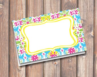 Bright Fiesta Printable Food Tags, Placecards, Mexican Fiesta Place Cards Couples Shower Dinner Party 3.5x2.25" Tent-Style, INSTANT DOWNLOAD