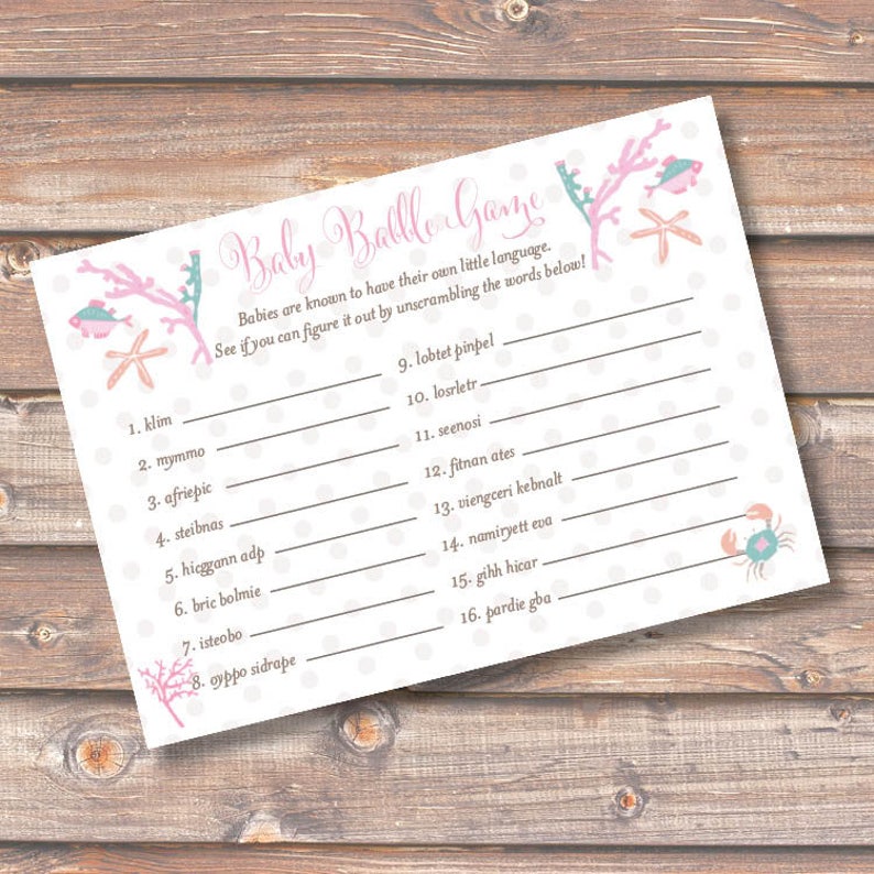 Baby Babble Printable Baby Shower Game Nautical Baby Girl Pink Etsy Baby Babble Printable Baby Shower Game Nautical Baby Girl Pink Etsy