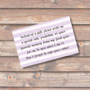 Lavender Striped Time Capsule Card First Birthday Time Capsule 1st Year 1st Birthday Party Baby Girl Purple Watercolor INSTANT DOWNLOAD
