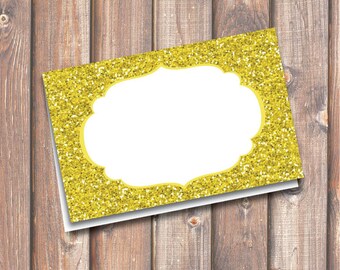 Gold Glitzer druckbare Food Tags oder Tischkarten 3,5 x 2,25" Zelt-Stil - INSTANT DOWNLOAD