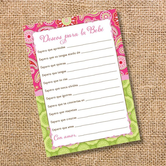 Deseos para la bebé Baby Shower niña Fucsia Verde Limón Etsy