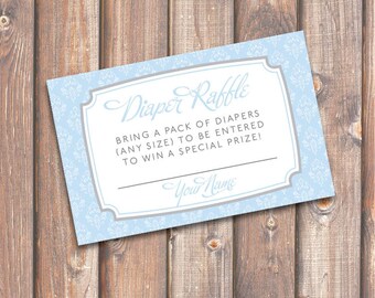 Florence Blue and Gray Baby Shower Diaper Raffle Tickets - INSTANT DOWNLOAD