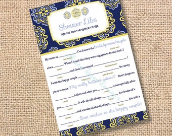 Spanish Tiles Printable Bridal Shower Mad Libs Advice for the Bride-to-Be - INSTANT DOWNLOAD