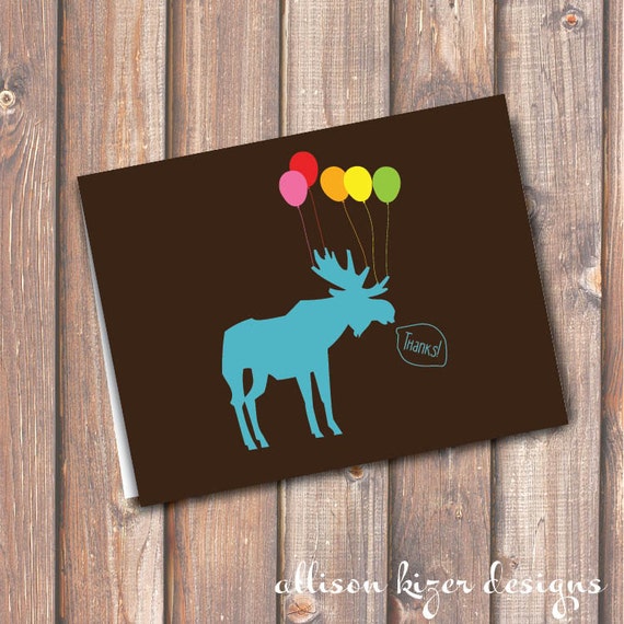 Items similar to Moose Party Animal Thank You Note Fits