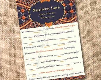 Navy Morocco Printable Bridal Shower Mad Libs Advice for the Bride-to-Be Moroccan Bridal Shower Game Mehndi - INSTANT DOWNLOAD