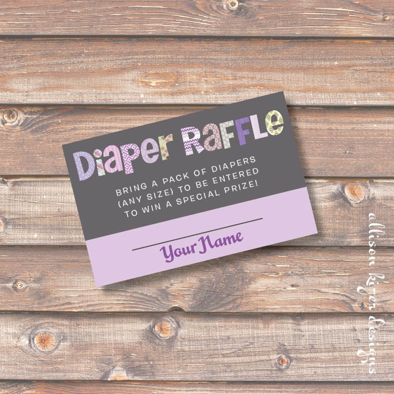 diaper raffle tickets printable baby shower baby girl lavender etsy