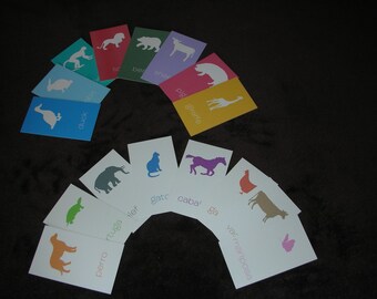 Printable Kid's Animal Flashcards/Tarjetas de Memoria de los Animales para Niños--Bilingual-English/Spanish - INSTANT DOWNLOAD