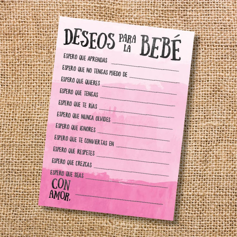 Deseos para la bebé Baby Shower Niña Rosado Wishes for Baby Etsy México