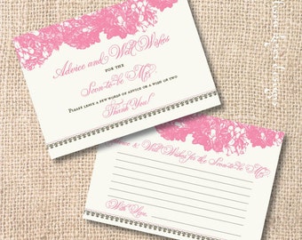 Elegant Pink Advice Cards Bridal Shower Pink Hydrangea Printable Advice and Well Wishes Cards for the Bride-to-Be - INSTANT DOWNLOAD