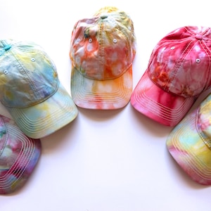 Ice dye baseball cap tie dye cotton baseball hat colorful women&#39;s rainbow hat hand dyed