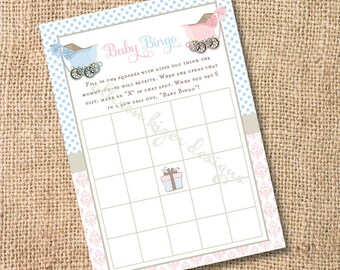 Vintage Carriages Printable Baby Bingo Game - INSTANT DOWLOAD