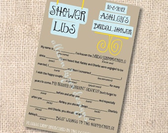 Printable Bridal Shower Game - Customized Mad Libs Modern Cake