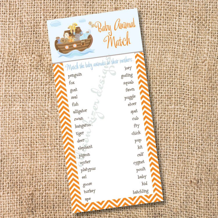 Noah's Ark Printable Baby Shower Game Baby Animal - Etsy