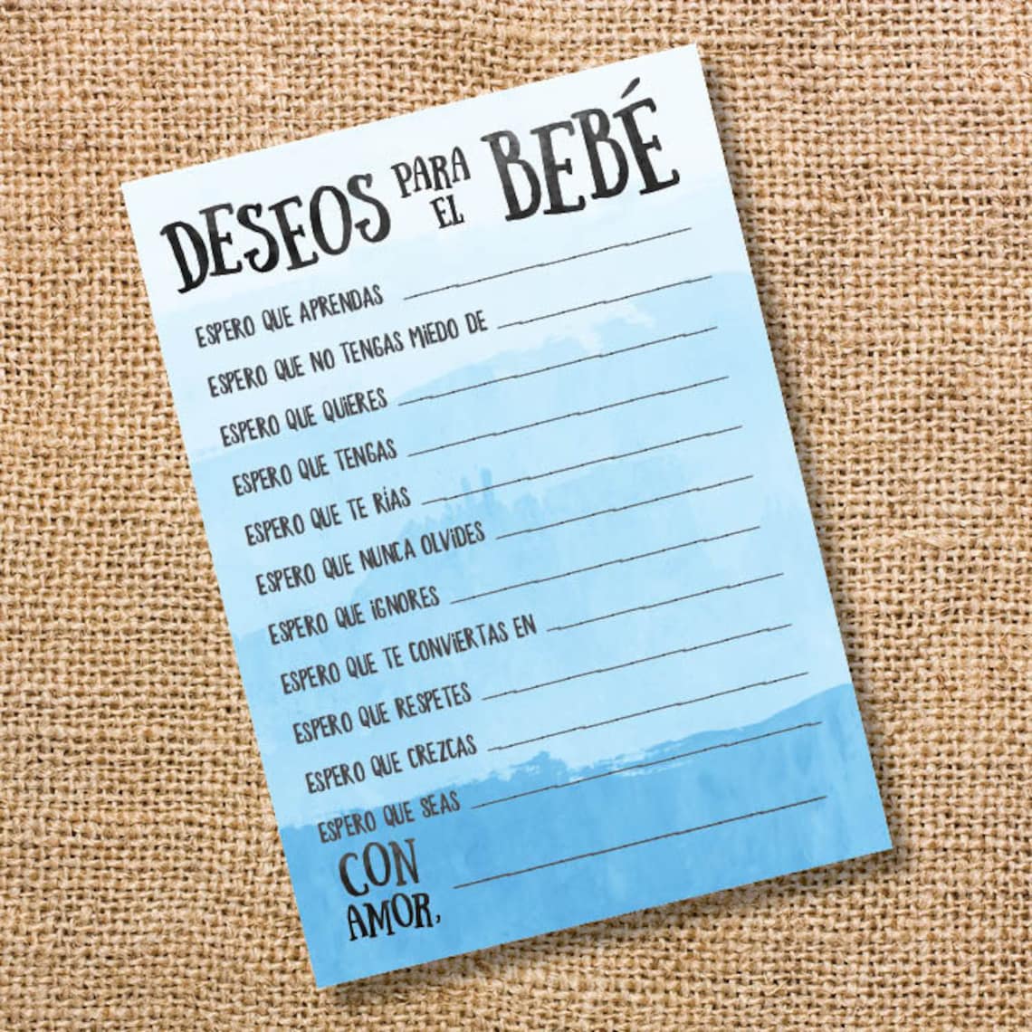 Deseos para el bebé Baby Shower Azul Celeste niño Wishes for Etsy España