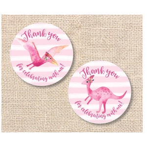 Pink Dinosaur Favor Tags Girly Dino Birthday Baby Shower Girl Printable DIY Birthday Thank You Tags Party Favors INSTANT DOWNLOAD