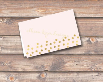 Pink and Gold Foil Sparkle Confetti Dots Printable Food Tags or Placecards 3.5 x 2.25" Tent-Style - INSTANT DOWNLOAD
