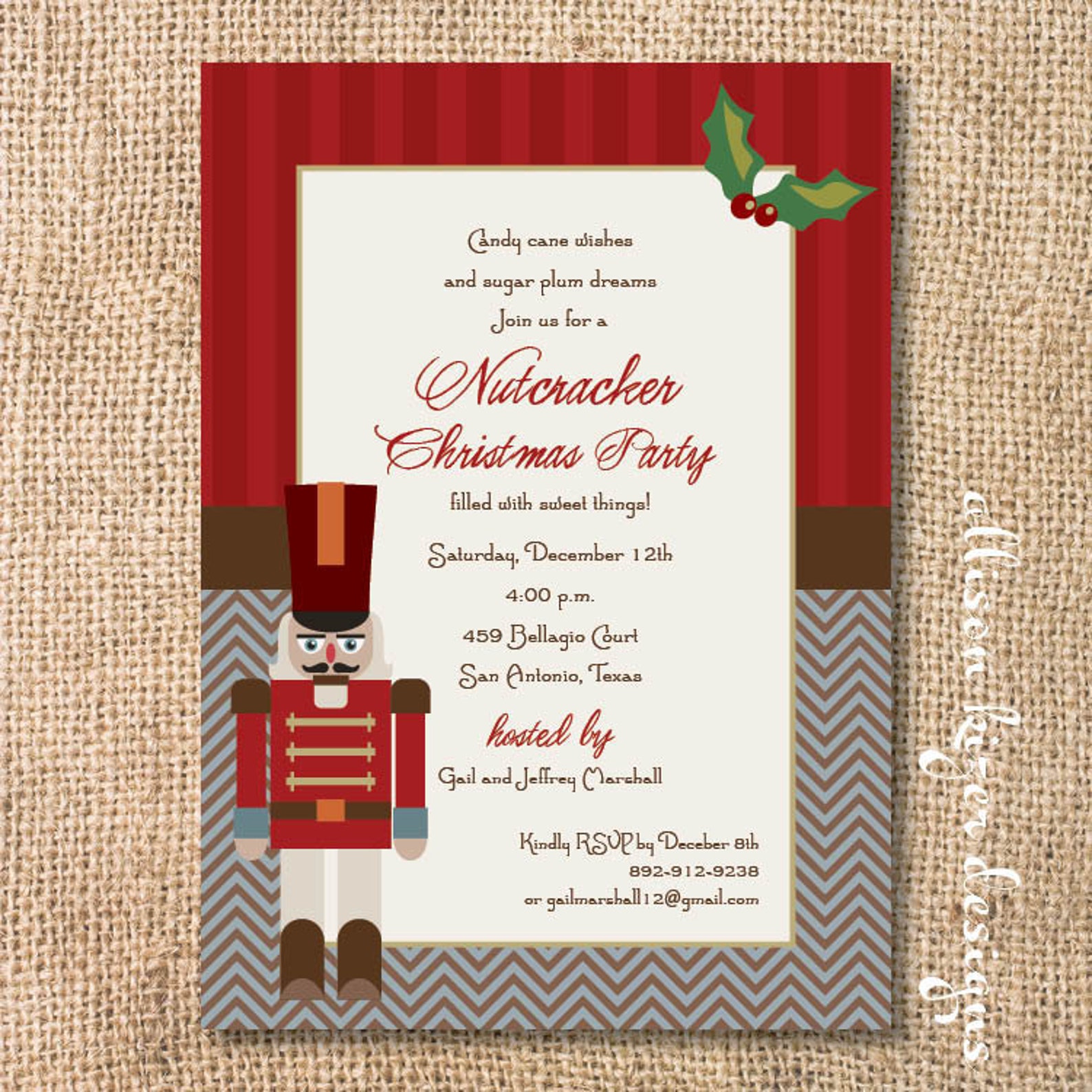 Nutcracker Christmas Party Printable Invitation Nutcracker Etsy