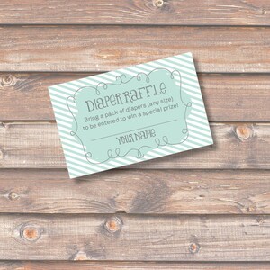 Mint Stripes Diaper Raffle Cards Baby Girl Baby Boy Aqua & White Baby Shower Boy Girl Twins Diaper Raffle Tickets - INSTANT DOWNLOAD