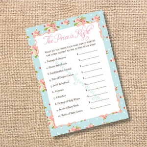English Garden - Printable Baby Shower Price is Right Game - INSTANT DOWNLOAD