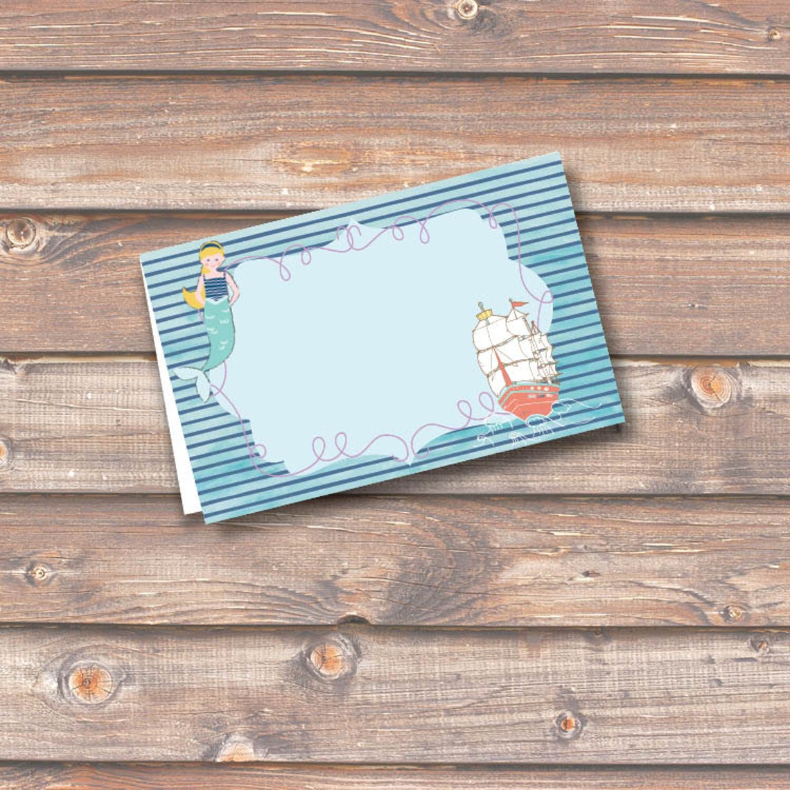 Mermaid Pirate Place Cards Birthday Party Twins Sibling - Etsy