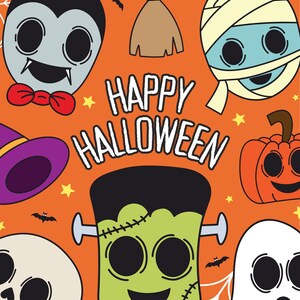 Póster ilustrativo de Halloween naranja, archivo digital