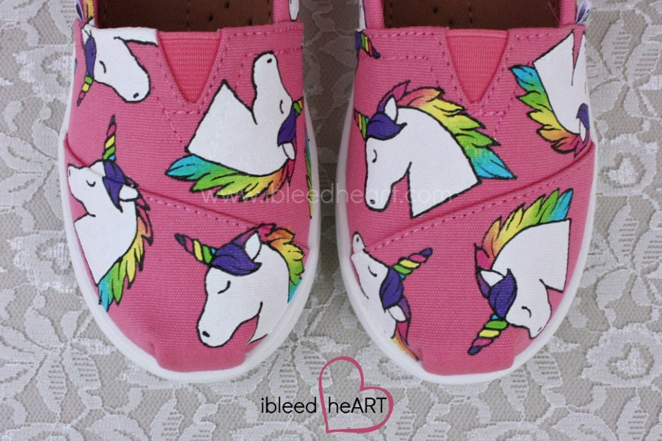 Rainbow Unicorn Custom Painted TOMS Shoes Unicorn Shoes Etsy