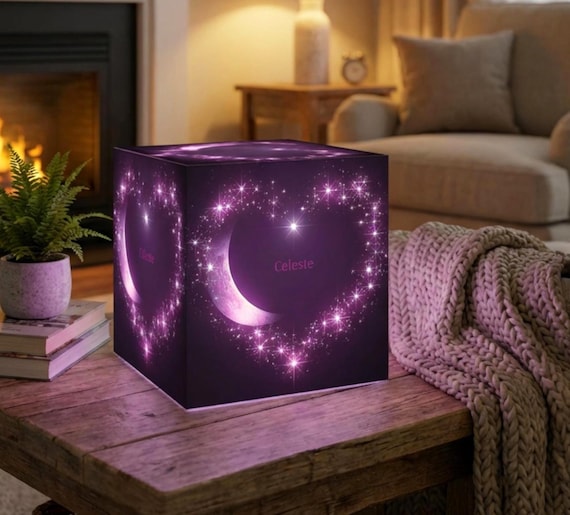Personalized European Soft Glow Night Light Lamp Moon and Stars Cube Decor for my Girlfriend Name Display Decoration