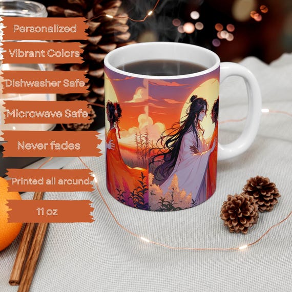 Anime Sunset Poster Mug Gift for Anime Lovers Sunset Art Drinkware Ceramic Coffee Mug