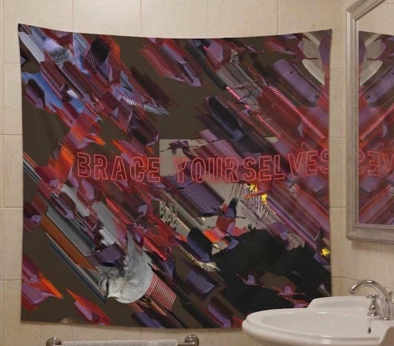 Brace Yourselves Indoor Wall Tapestry Abstract Falling Bird Shapes Art