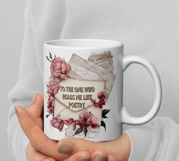 Engagement Gift Mug Romantic Poetry Quote Bride-to-Be Floral Love Cup