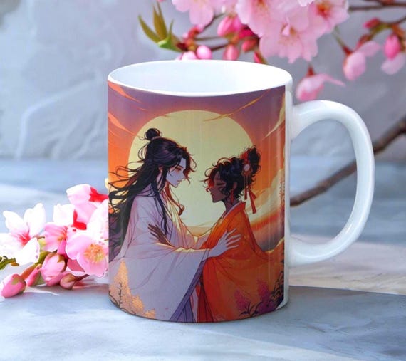 Anime Sunset Poster Mug - Animation Coffee Cup - Mug Cup - Gift for Anime Lovers - Sunset Art Drinkware - Ceramic Coffee Mug