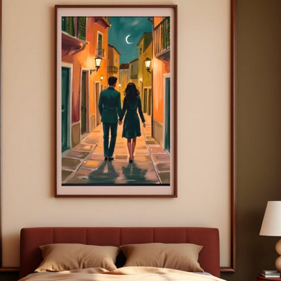 Wedding couple gift European Romantic Alley Art Newlywed Home Decor Wall Print
