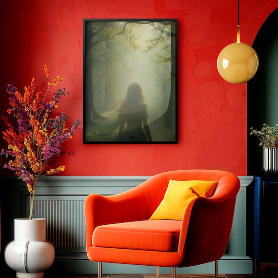 Foggy Forest Wall Art Print Nature Lover Minimalist Design Ethereal Woodland Foggy Landscape Dreamy Artwork Enchanted Scene Silhouette