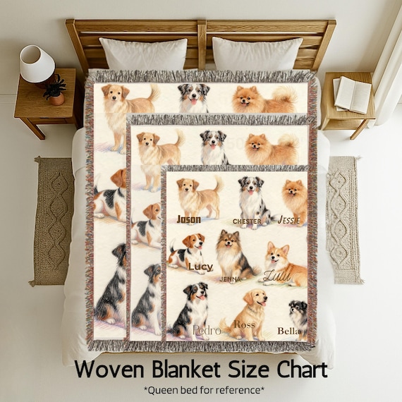 Personalized Dog Breed Woven Blanket, Cotton Blend Tapestry Throw
