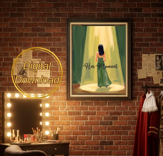 Theater Mom Gift Daughter Performer Digital Print Wall Art Stage Moment Spotlight Scene Actress Decoration Home Display Acting Room