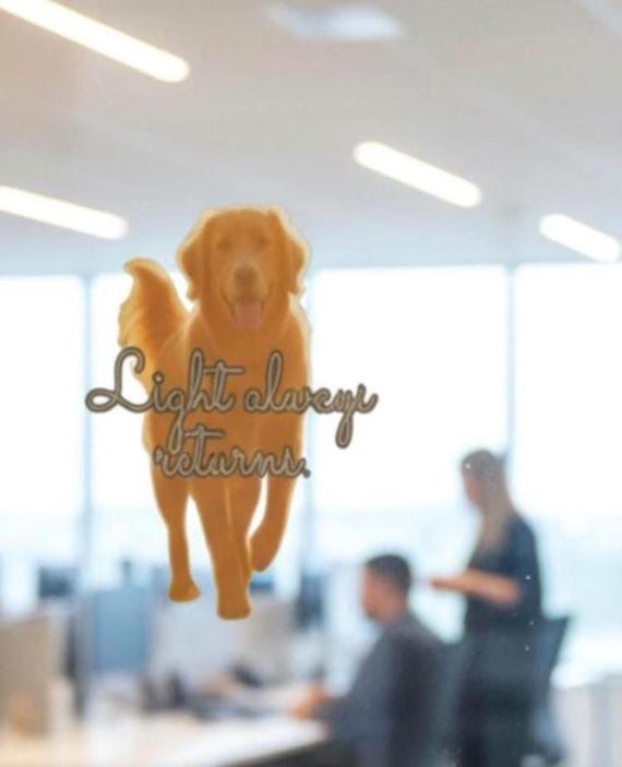 Golden Retriever silhouette Light Always Returns Sticker Die-Cut Stick on
