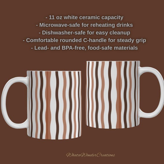 Striped Ceramic Microwave Dishwasher Safe Mug Abstract Art Lover Cup Stripey Line Drinkware Painting Theme Gift for Him
