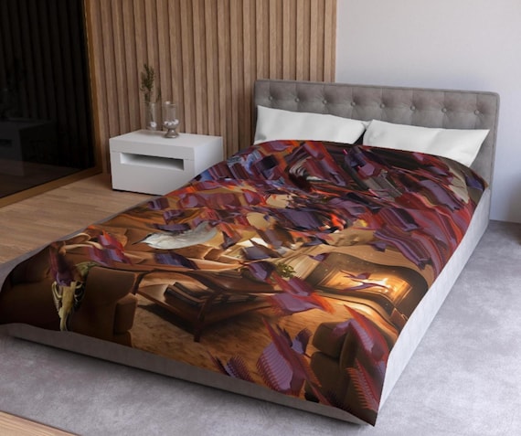 Abstract Falling Bird Shapes Microfiber Duvet Cover Geometric Art Bedding