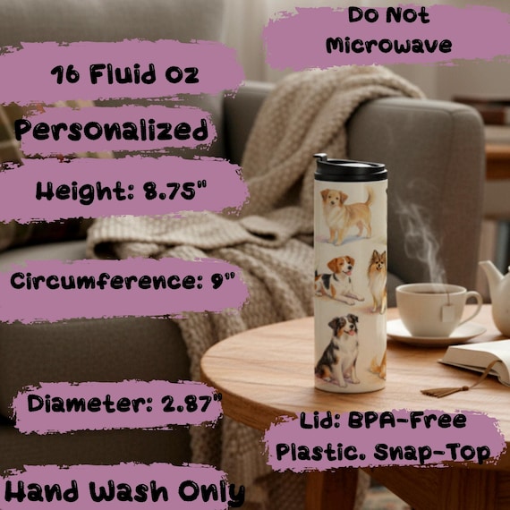 Dog Breed Thermal Tumbler Insulated Puppy Pattern Mug