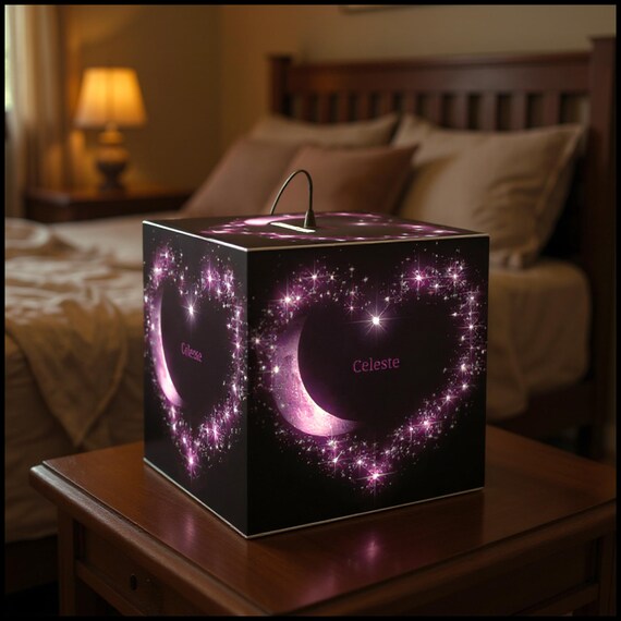 Personalized Cube Night Light: Romantic Heart LED Lamp