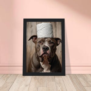 Funny Pitbull Bathroom Wall Art, Blue Nose Pitbull Print, Farmhouse Toilet Decor, Sign